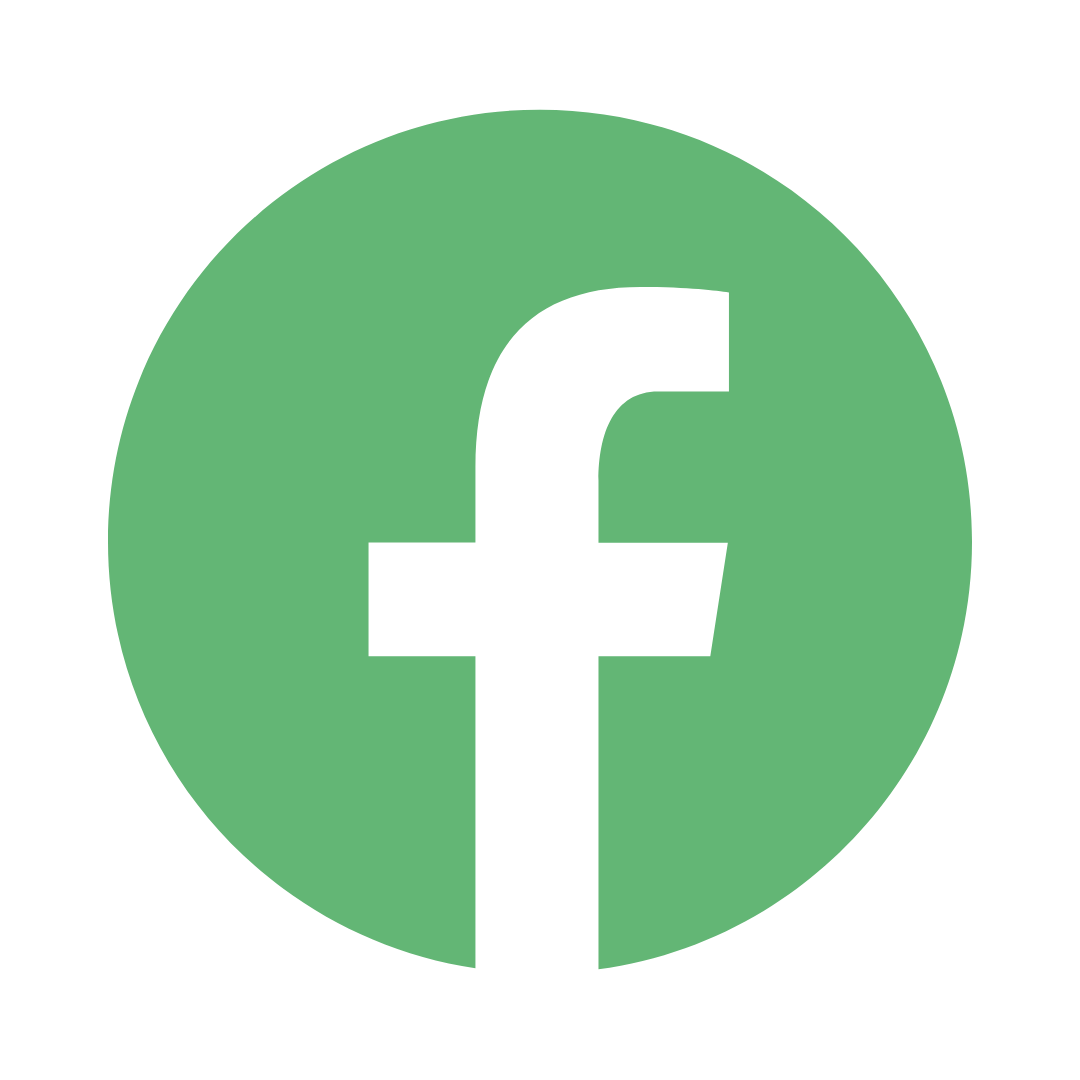White Facebook icon on green circle